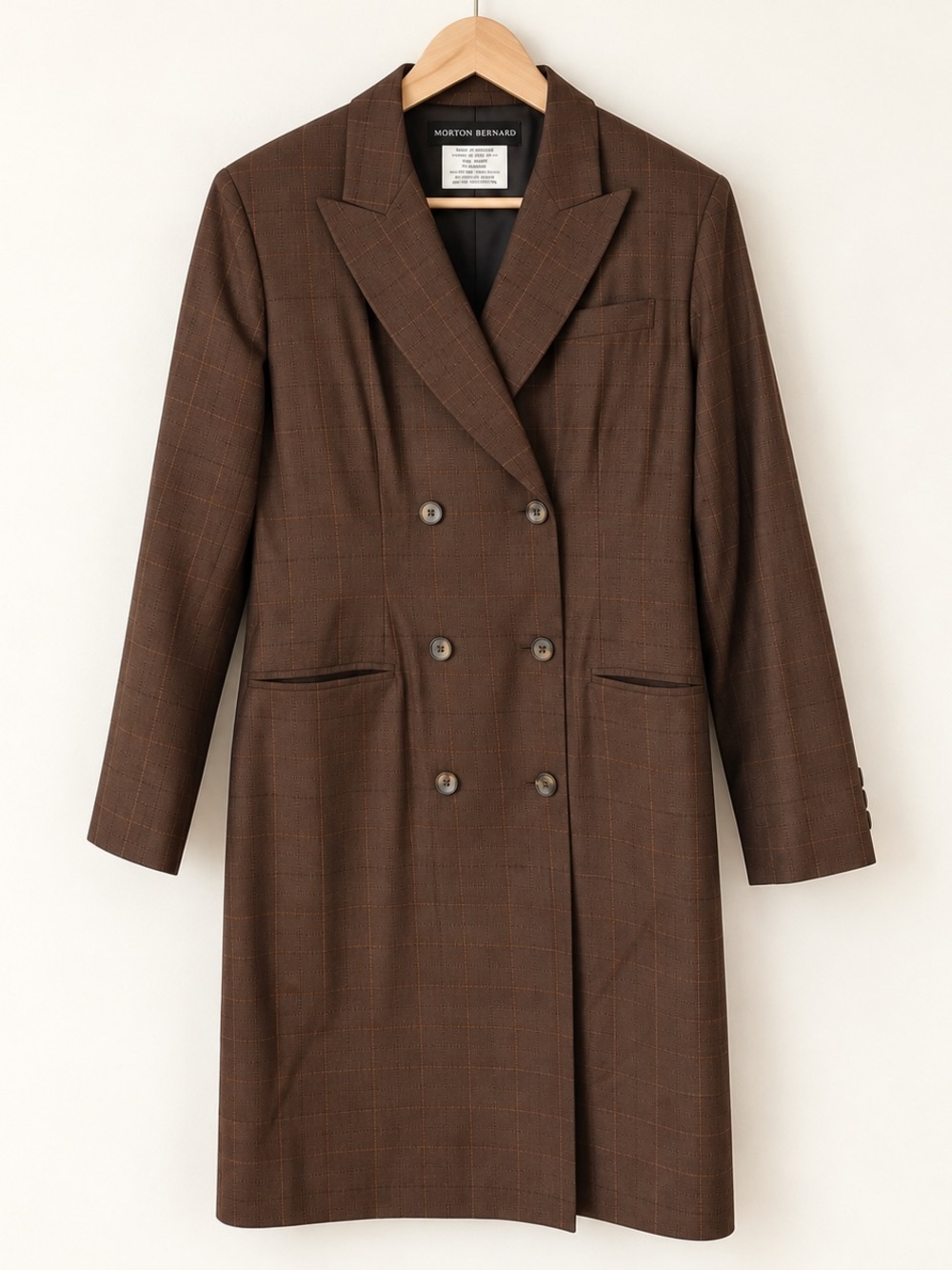 Vintage Morton Bernard Brown Plaid Double Breasted Coat Dress